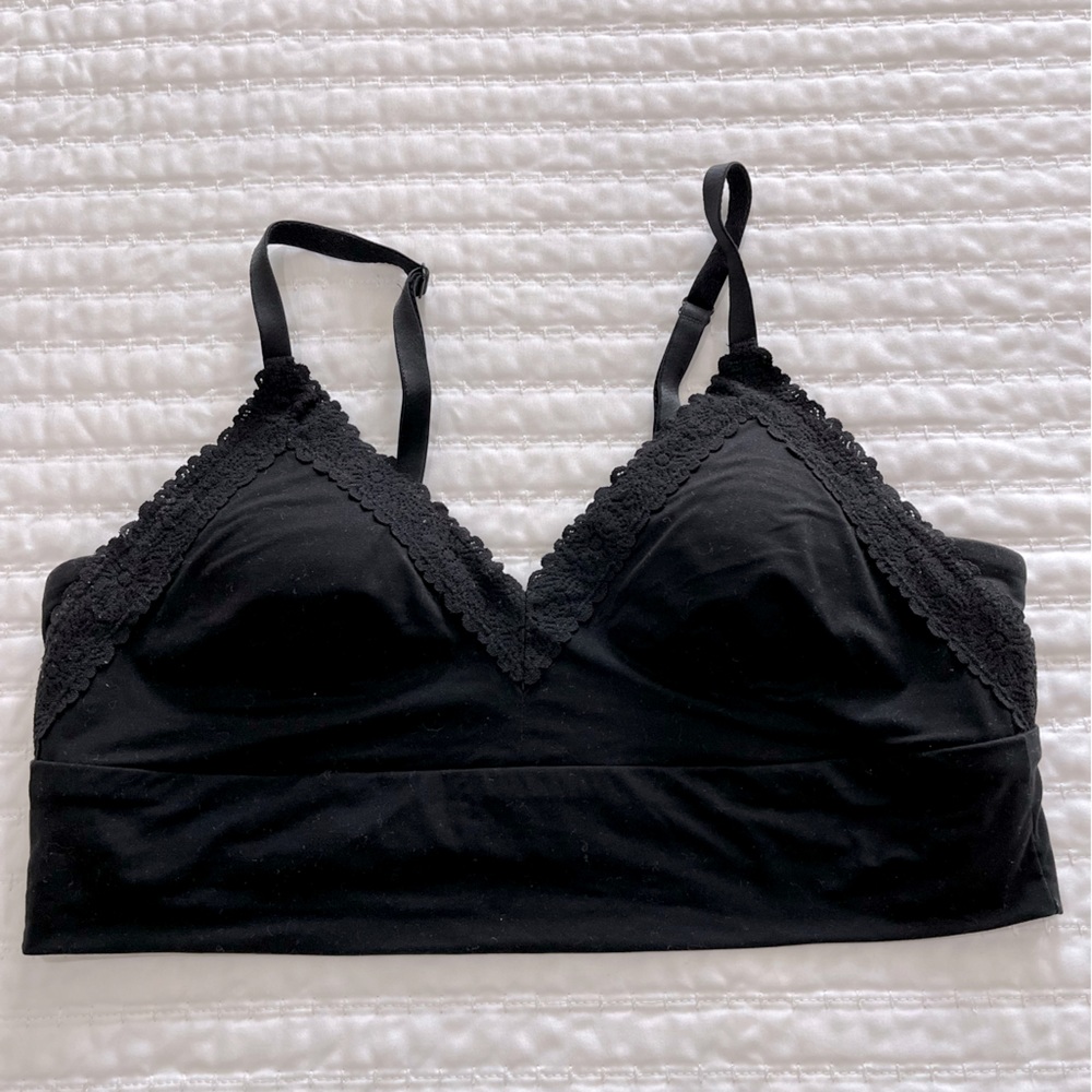 Aerie Real Good Sunnie Lace Bralette Black Size L